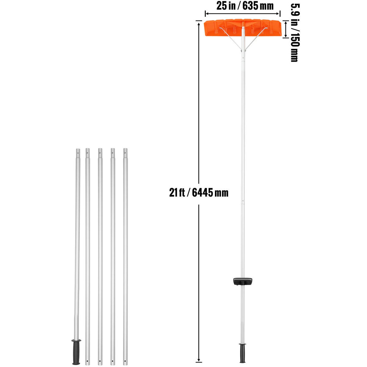 SucceBuy Snow Roof Rake With Aluminum Handle For Easy Removal
