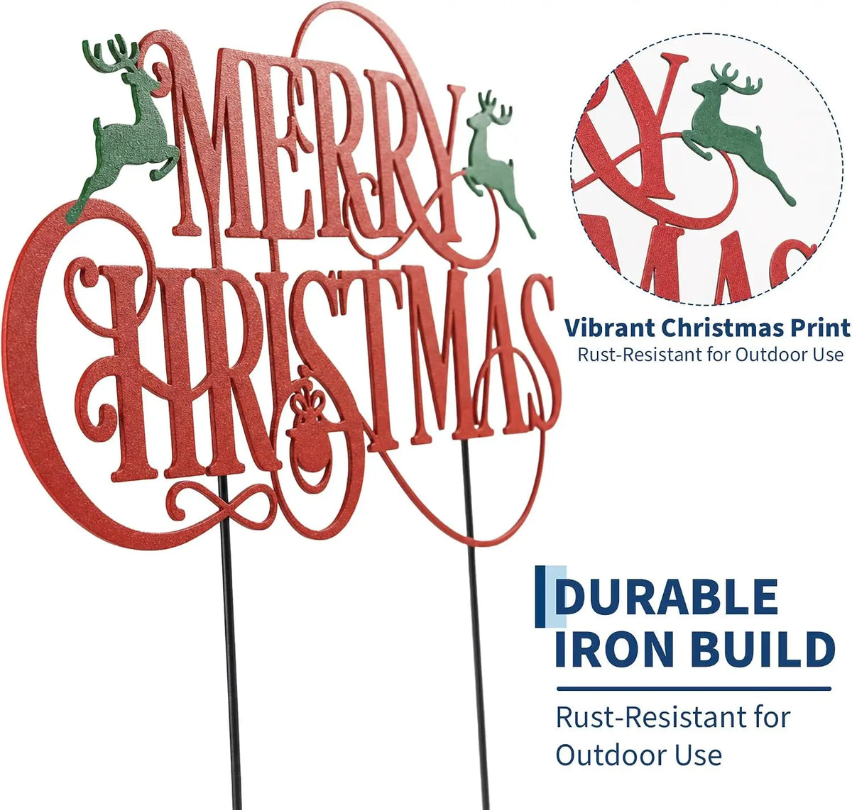 Merry Christmas Reindeer Yard Signs With Stakes for Holiday Decor