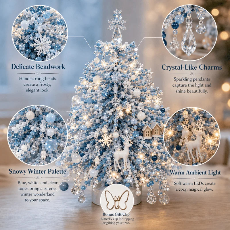 Mini Desktop Christmas Tree Kit With Snowflake Ornaments