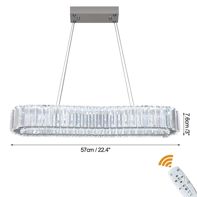 GreeLustr Modern Crystal Ring LED Chandelier With Dimmer Remote