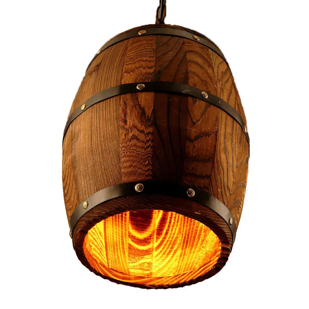 Vintage Wine Barrel Pendant Light Rustic Ceiling Lamp For Cafe Bars