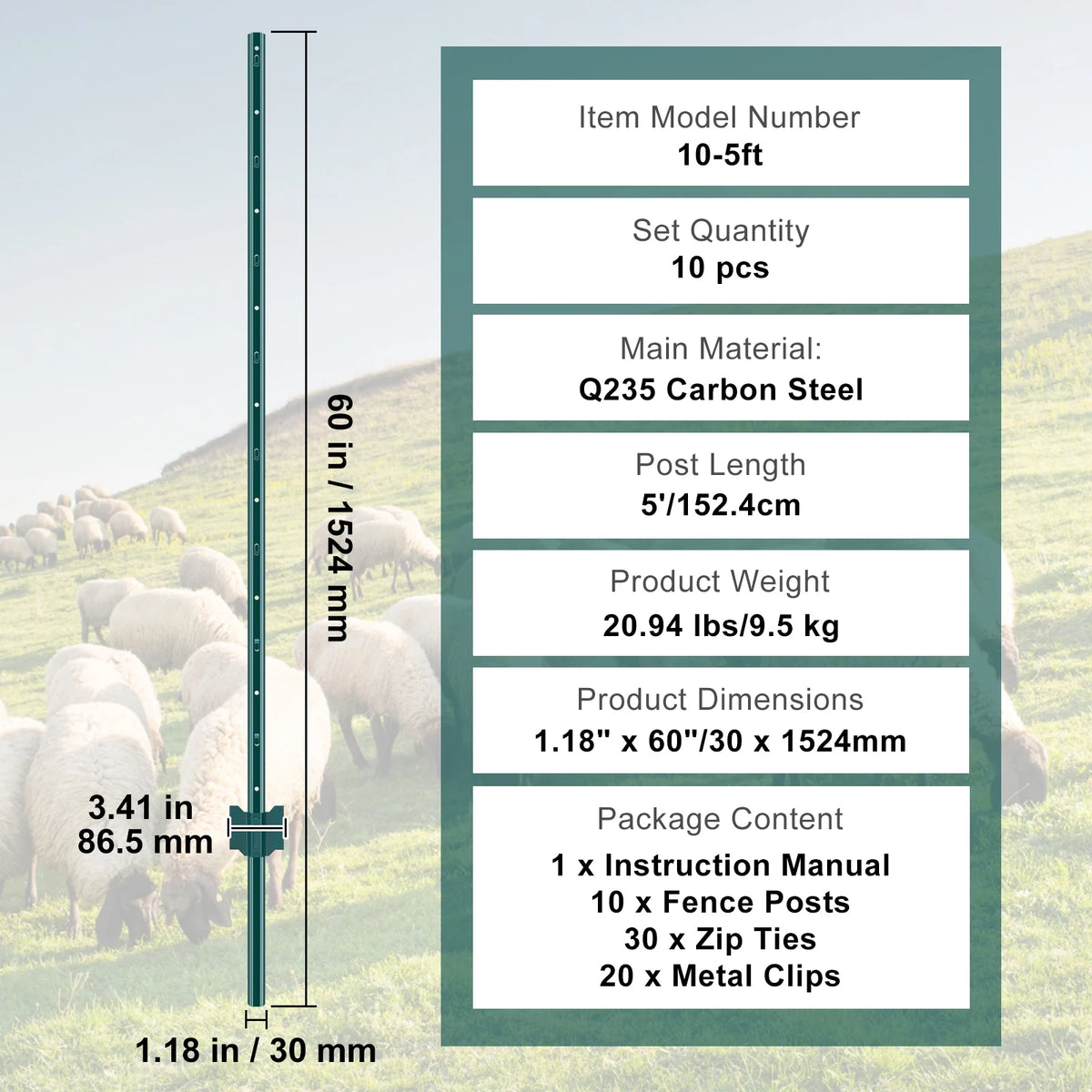 SucceBuy IndustrialGrade Strength Heavy Duty Steel Fence Post TPost Reinforcement