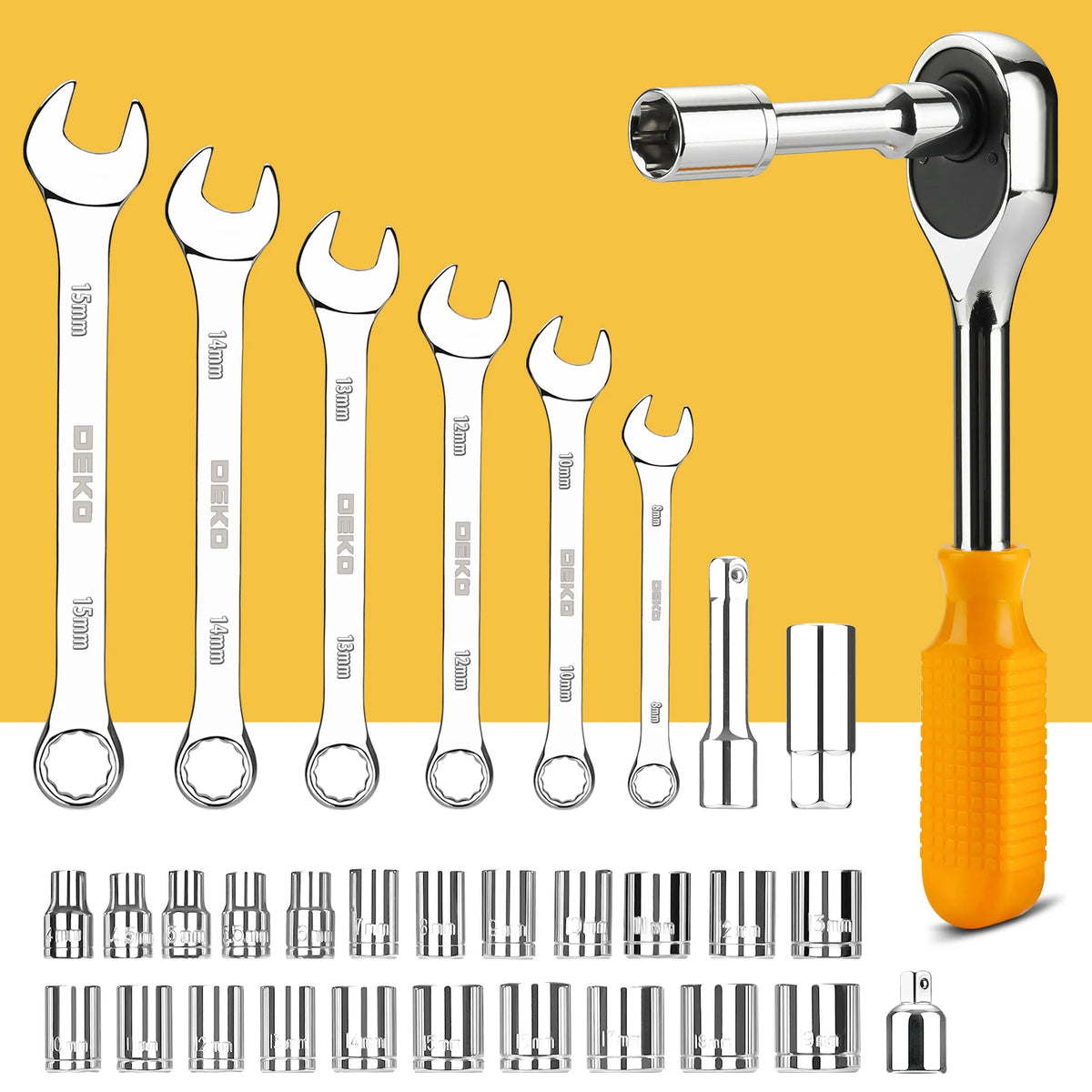 DEKOPRO 228Pcs Socket Wrench Auto Repair Tool Set With Case