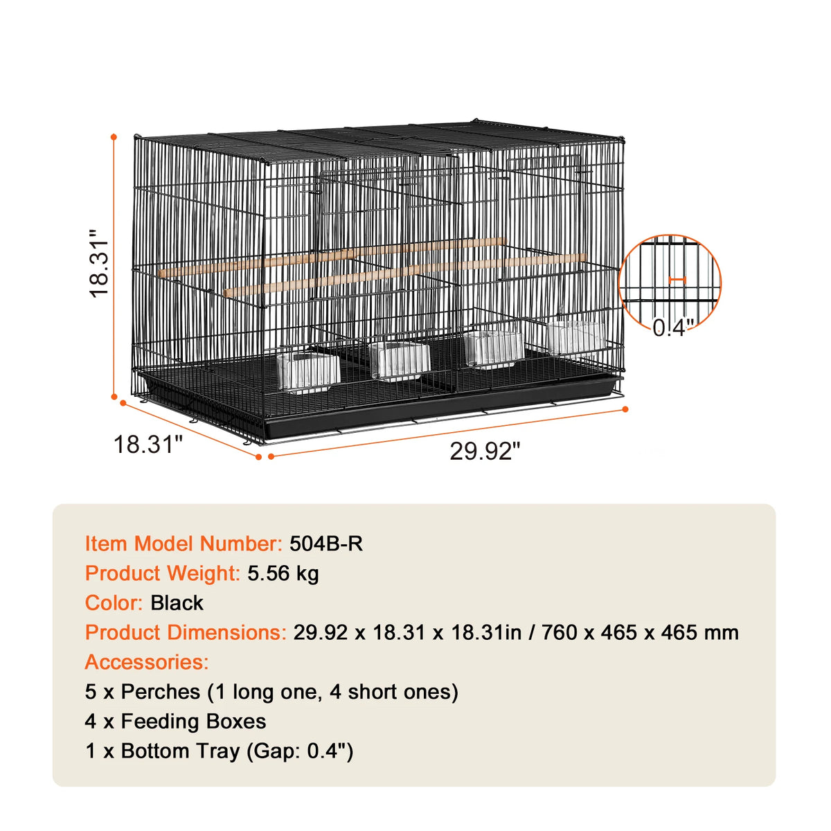 SucceBuy Stackable Divided Bird Cage With Travel Handle and Perches