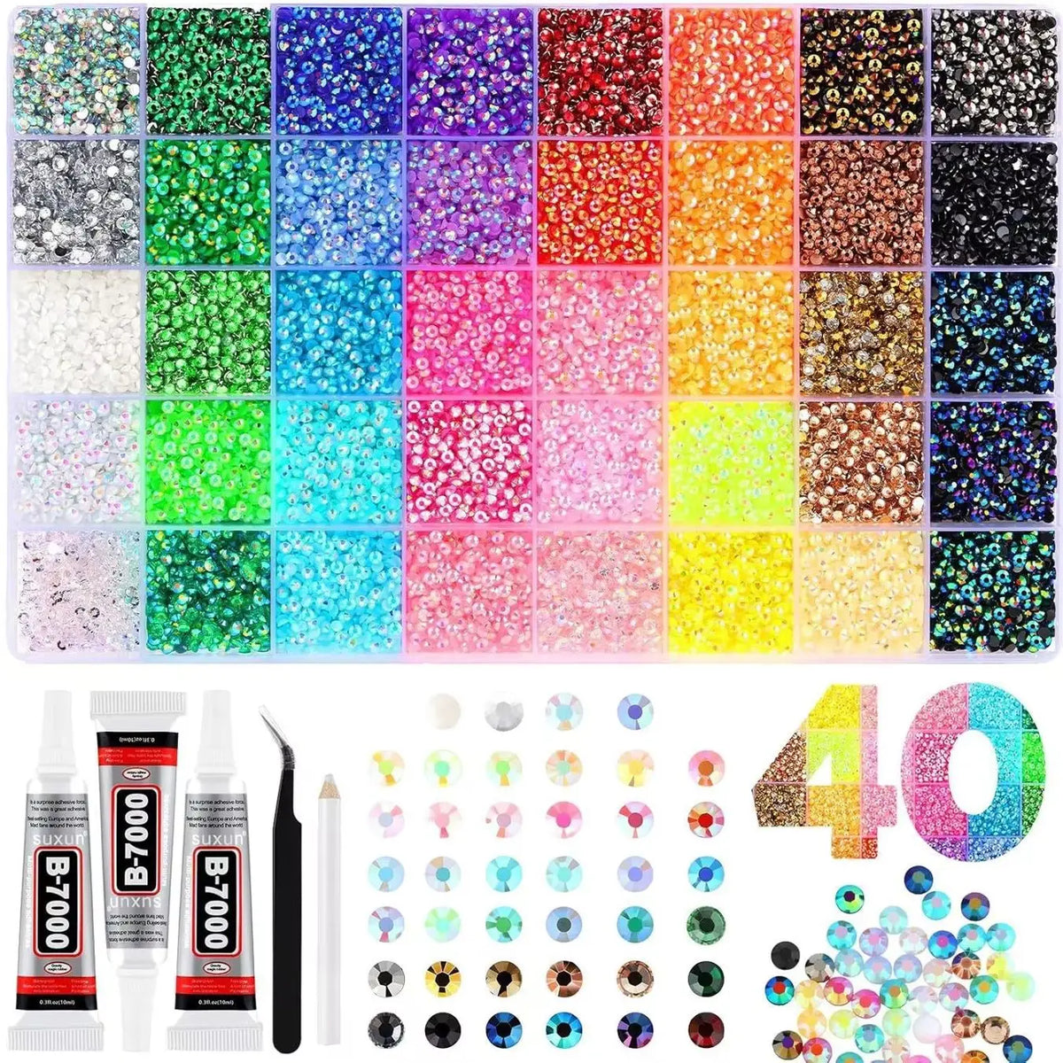 Resin Rhinestone Bedazzling Kit With Flatback Gems for Crafts
