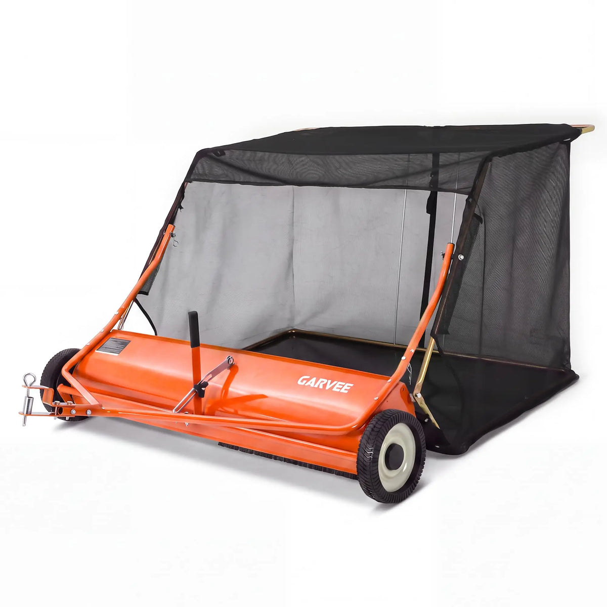 HiMISS Tow Behind Lawn Sweeper With Easy Pull Rope Dump