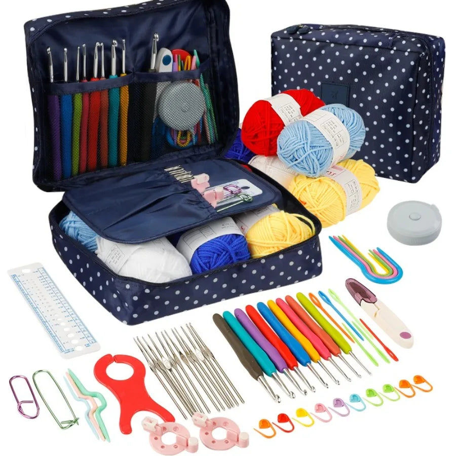 Beginner Crochet Kit With Yarn Hooks And Essential Knitting Tools