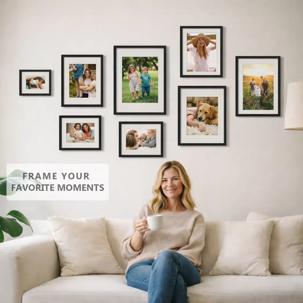 Modern Aluminum Picture Frame Set With Mats For Wall Art Display