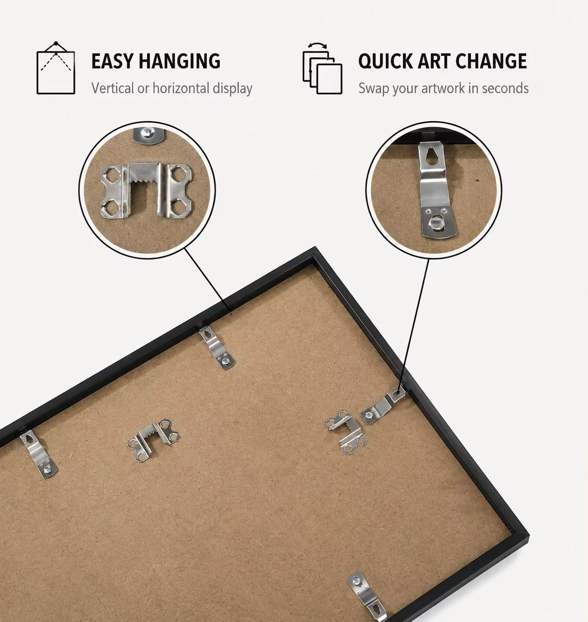 Modern Aluminum Picture Frame Set With Mats For Wall Art Display