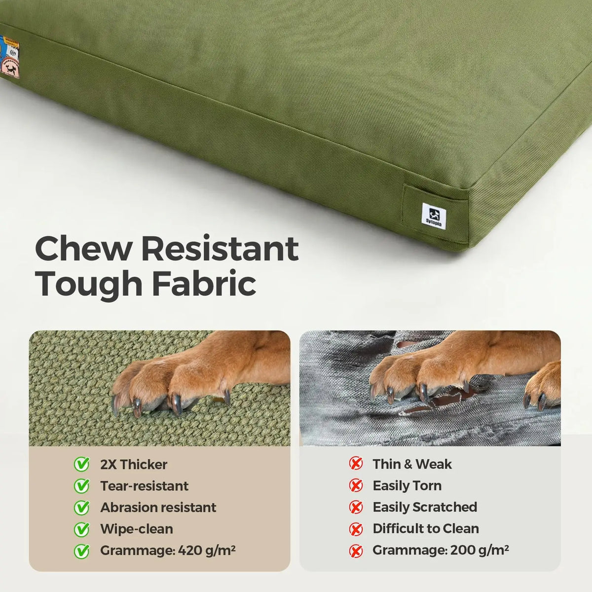Durable Waterproof Canvas Dog Bed With Removable Washable Cover