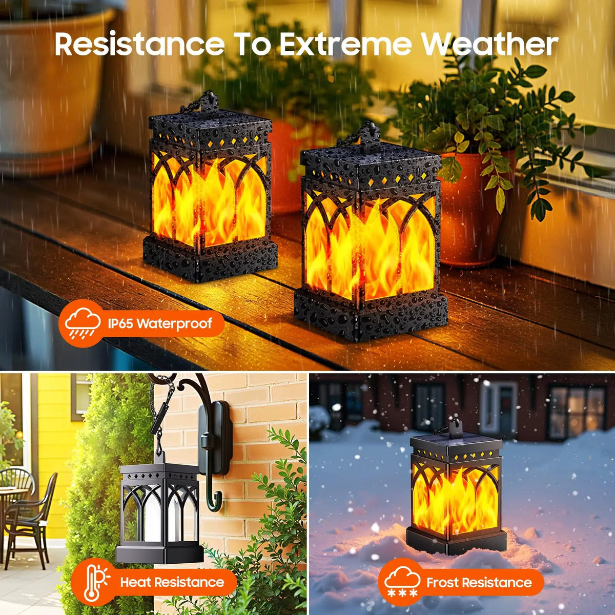 Waterproof Solar Lanterns With Two Modes and Automatic Lighting
