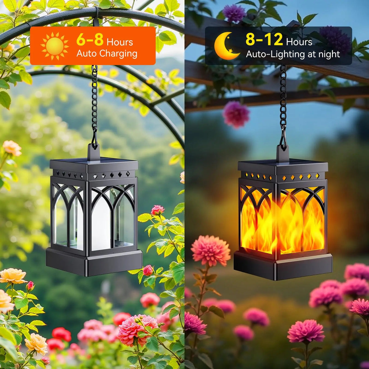 Waterproof Solar Lanterns With Two Modes and Automatic Lighting