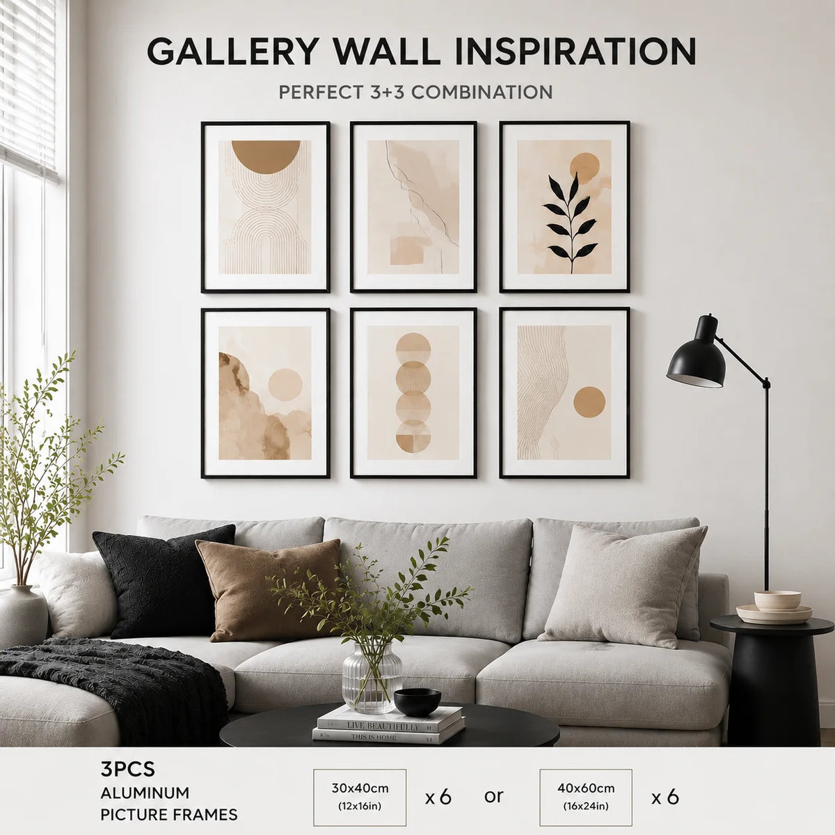 Modern Aluminum Picture Frame Set With Mats For Wall Art Display