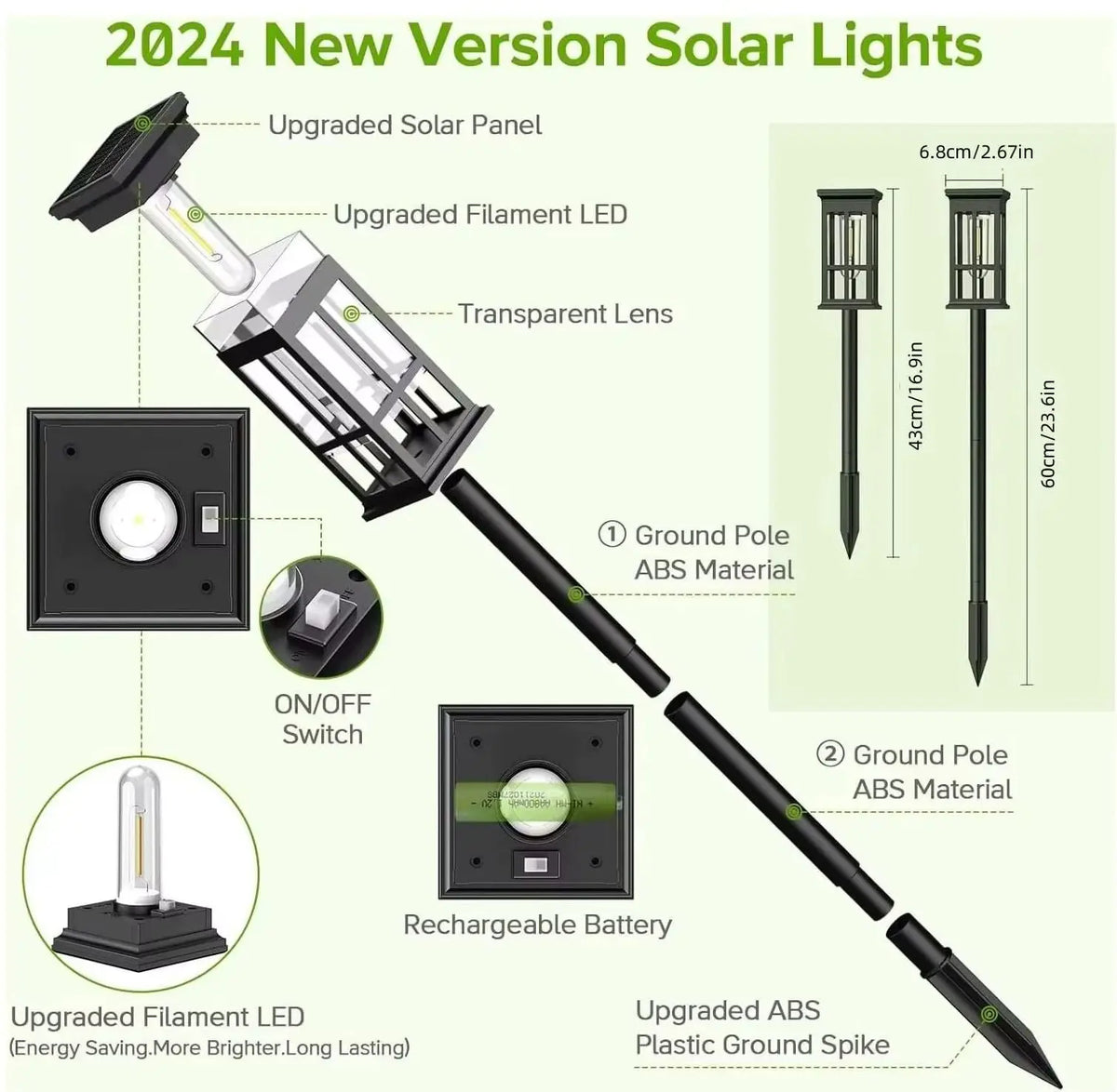 Solar Pathway Light Outdoor LED Landscape Lamp Waterproof IP65