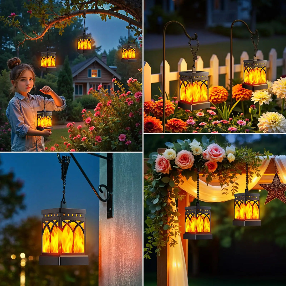 Waterproof Solar Lanterns With Two Modes and Automatic Lighting