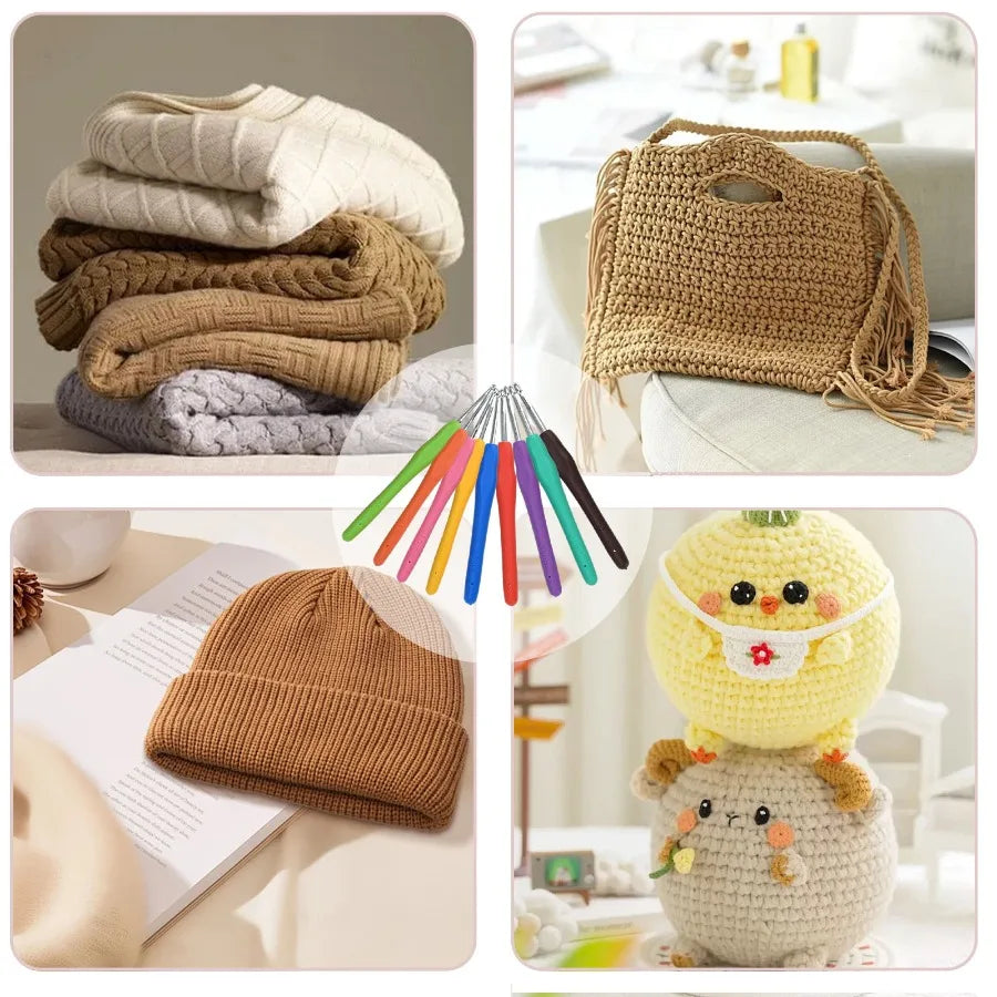 Beginner Crochet Kit With Yarn Hooks And Essential Knitting Tools