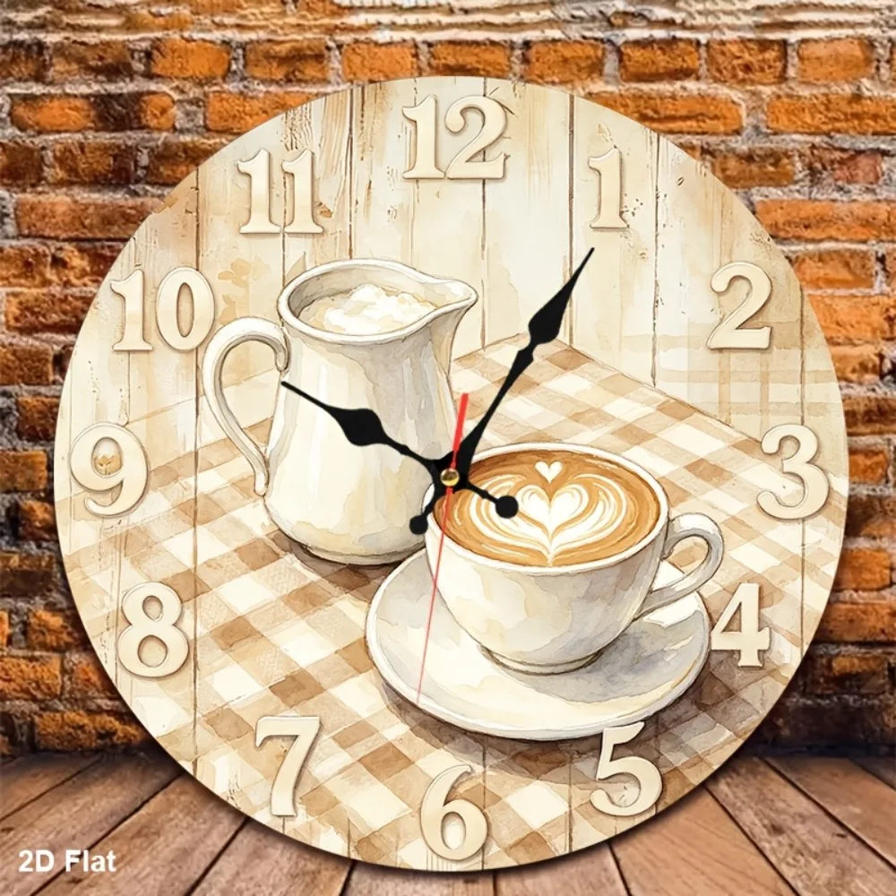 XMSJ Silent Non Ticking Coffee Bean Wall Clock Decoraled