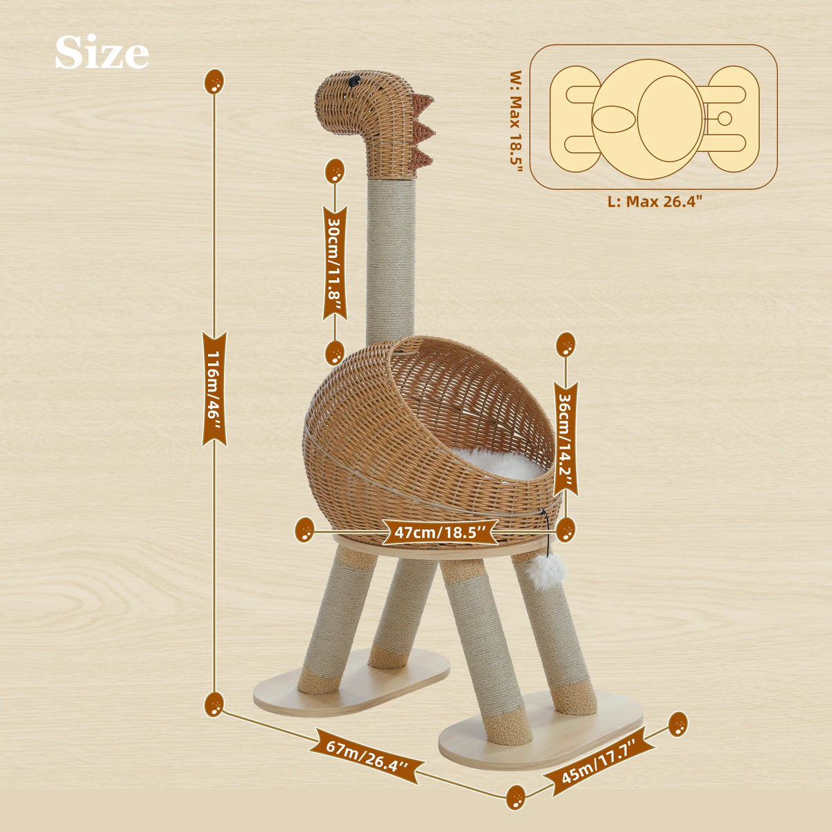 PAWZ Road Dinosaur Cat Tree With Sisal Scratching Post Condo
