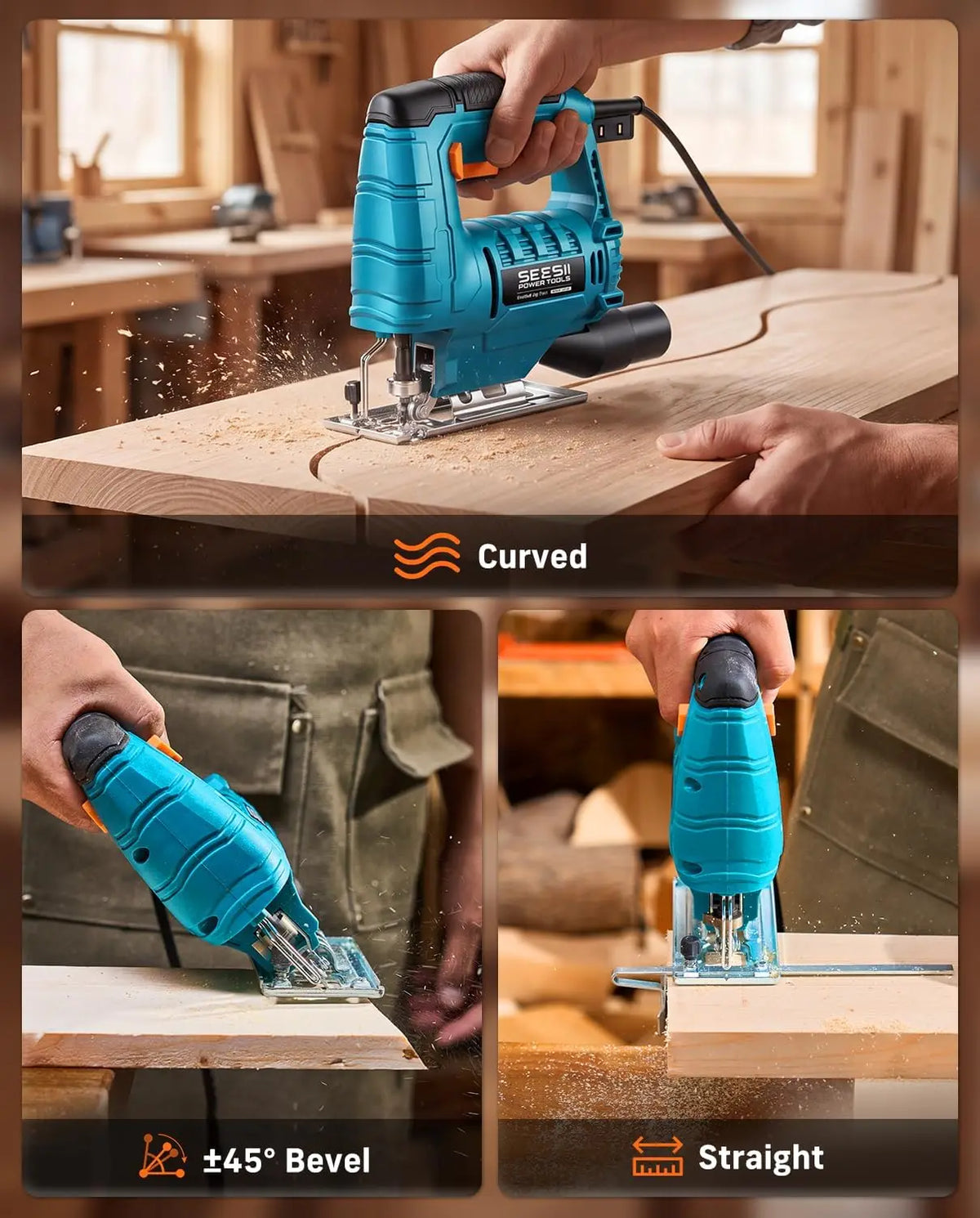Seesii Corded Electric Jig Saw for Woodworking and DIY Projects