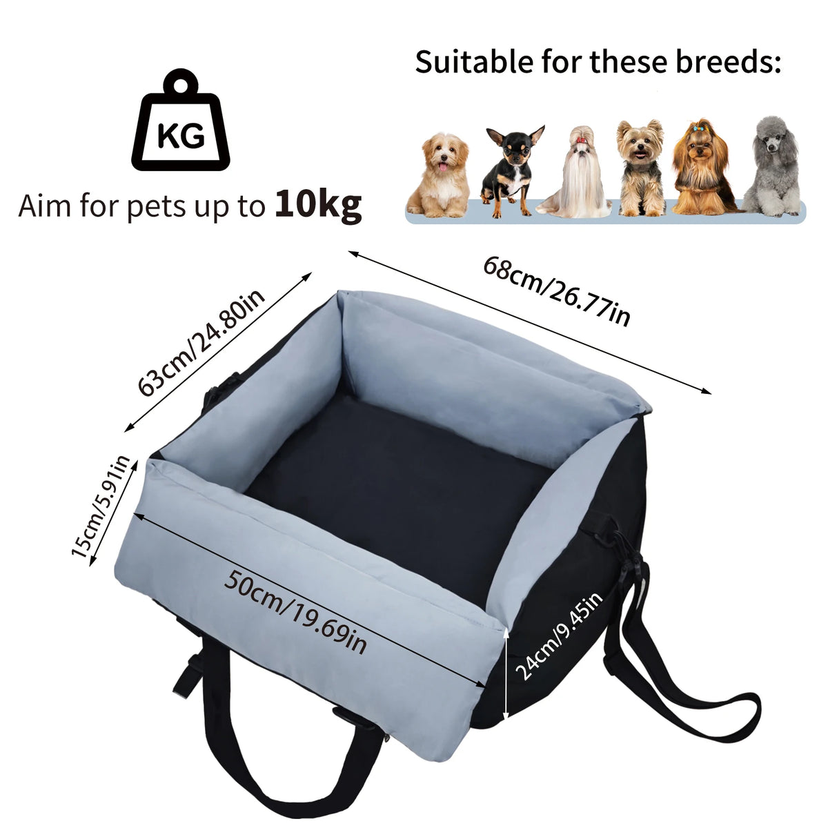 BORWART Portable Dog Car Seat For Safe Pet Travel