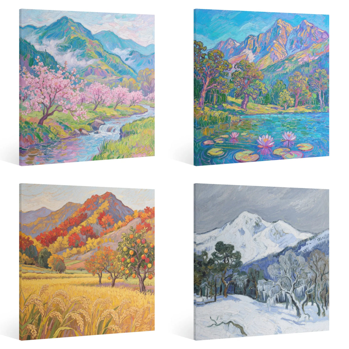 Four Seasons Landscape Canvas Wall Art Print For Home Decor