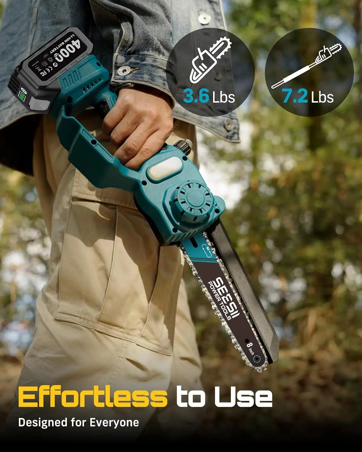 SEESII Brushless Cordless Chainsaw With Telescopic Pole For Tree Trimming