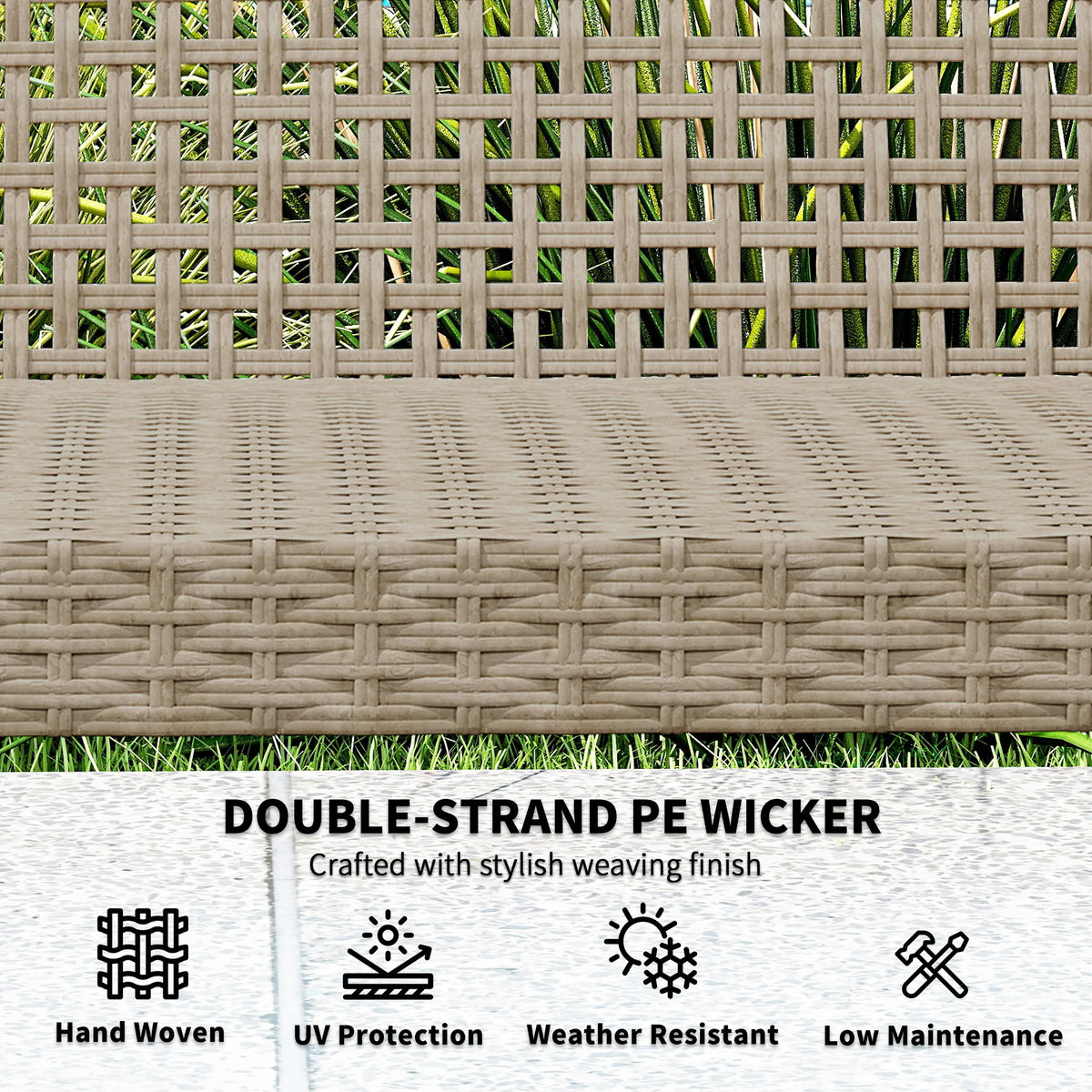 Outsunny Wicker Outdoor Sofa With Acacia Wood Armrests