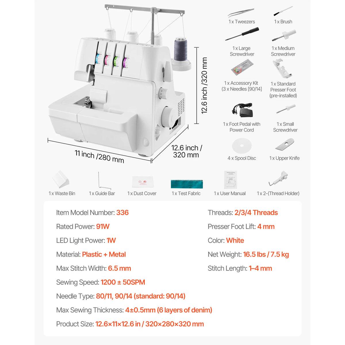 SucceBuy Serger Overlock Sewing Machine With Differential Feed