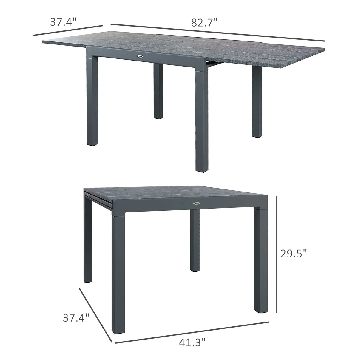 Outsunny Extendable Aluminum Patio Dining Table for Outdoor Gardens