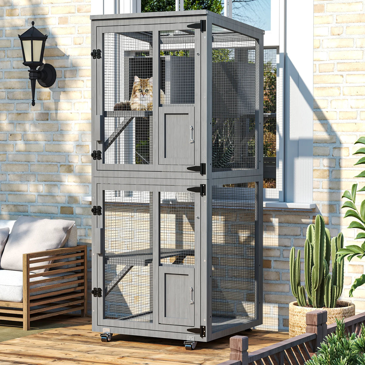 Outdoor Cat Catio Playpen With Waterproof Roof And Resting Box