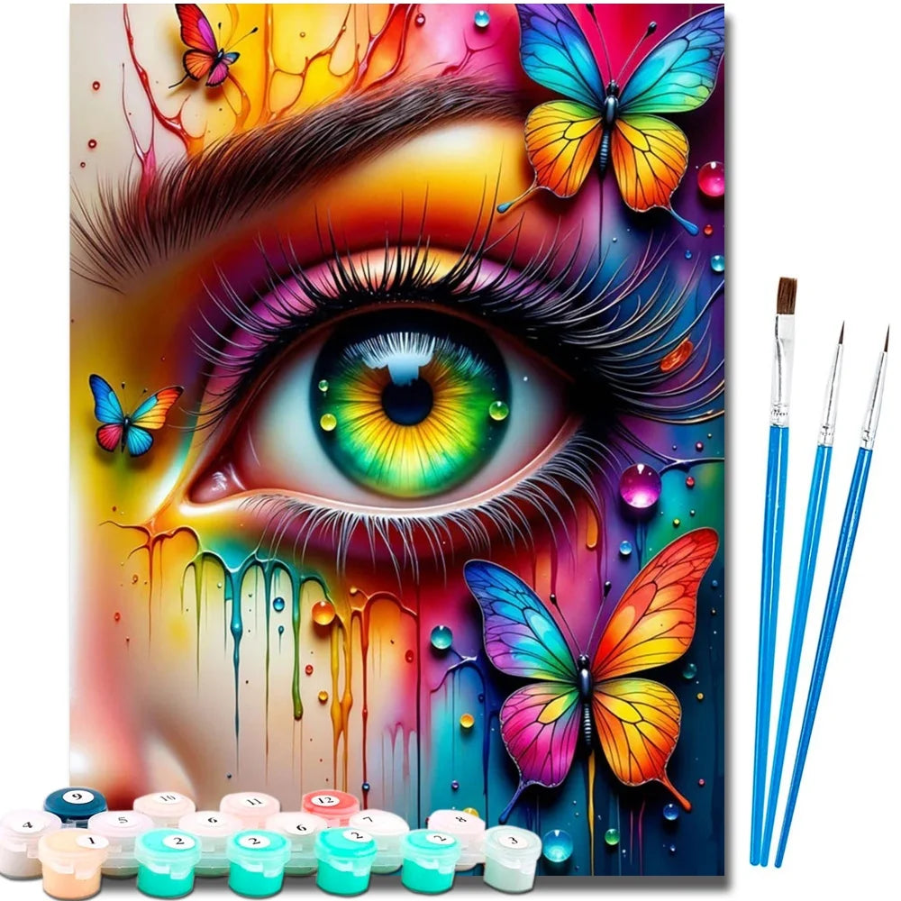 Butterfly Portrait Paint By Numbers Canvas Art Kit For Adults
