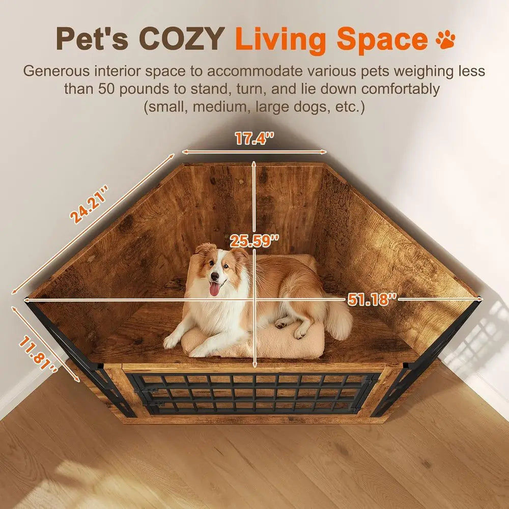 Multifunctional Dog Crate Furniture With Two Tier Storage Shelves
