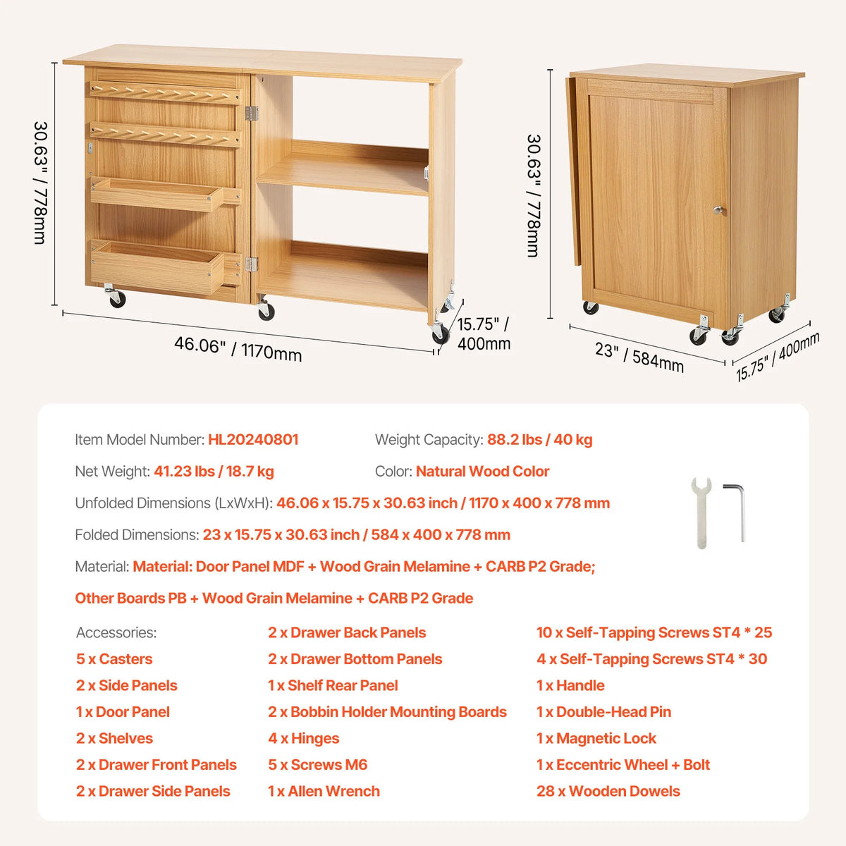SucceBuy Multipurpose Folding Sewing Machine Table With Storage