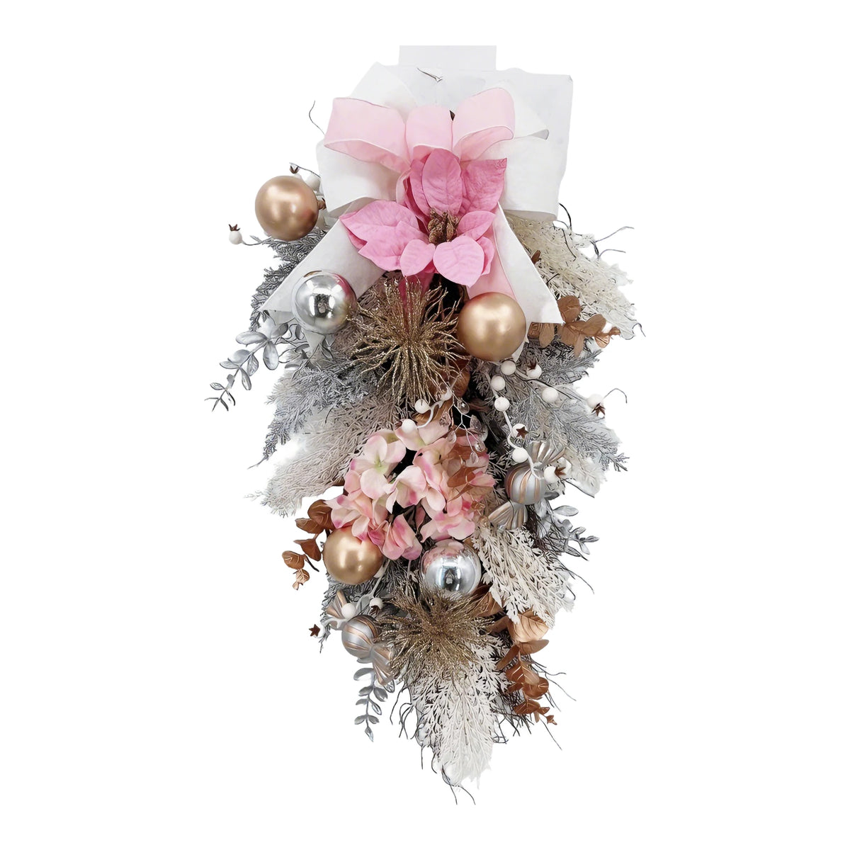 GAOMON Artificial Christmas Teardrop Wreath With Decorative Holiday Bow