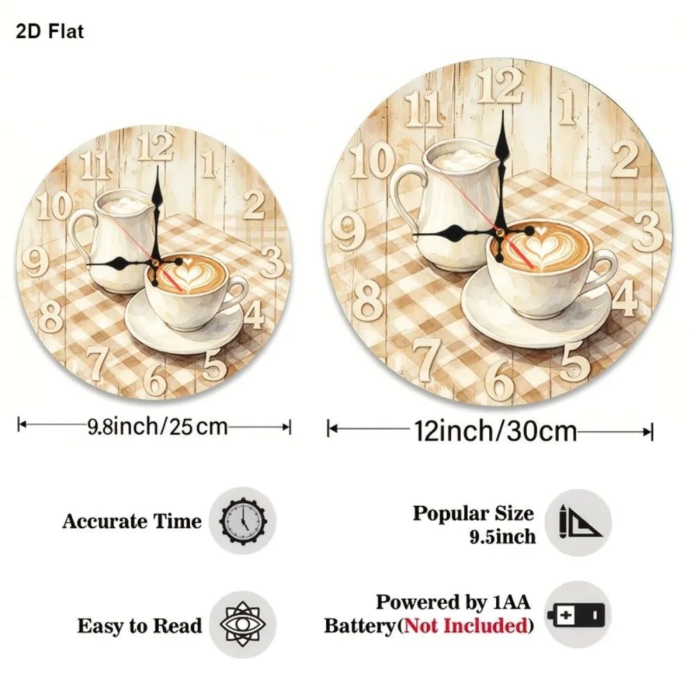 XMSJ Silent Non Ticking Coffee Bean Wall Clock Decoraled