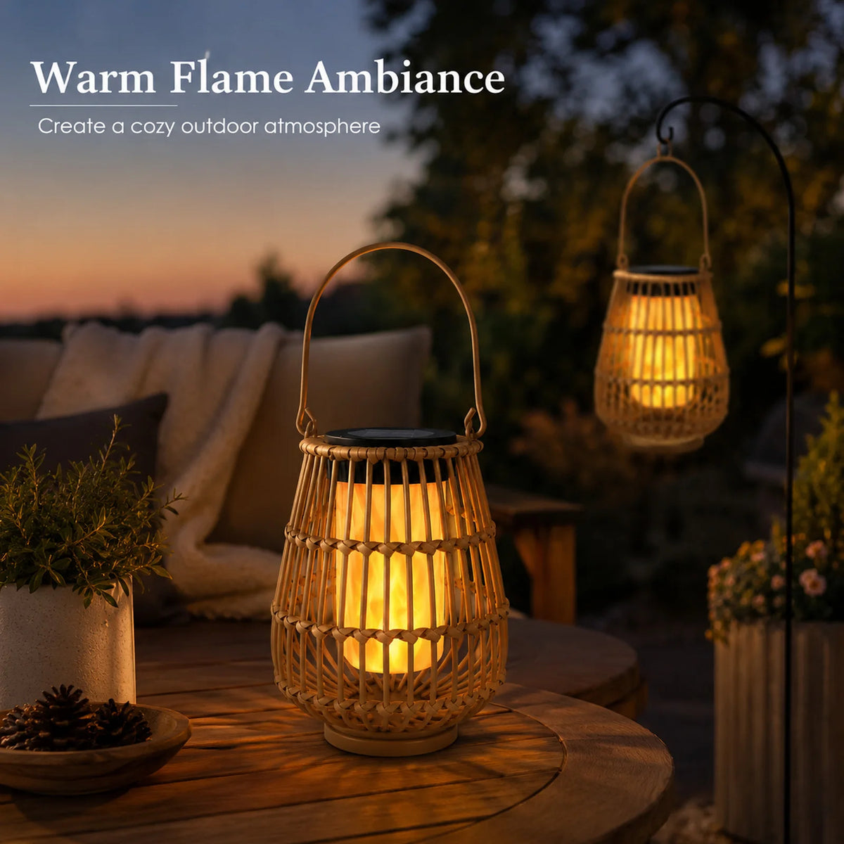 Handwoven Outdoor Solar Lanterns for Garden Patio and Porch Lights