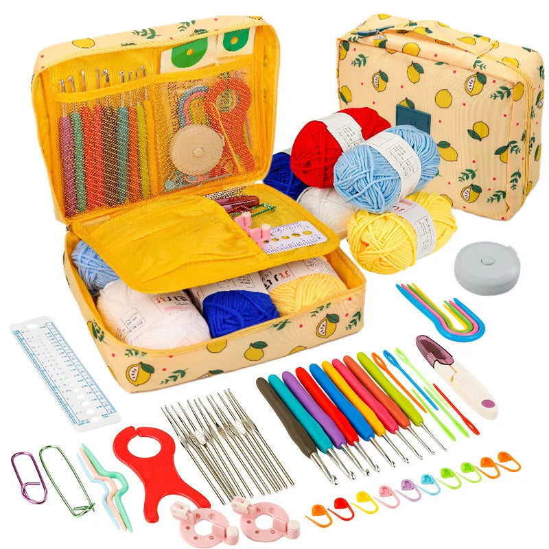 Beginner Crochet Kit With Yarn Hooks And Essential Knitting Tools