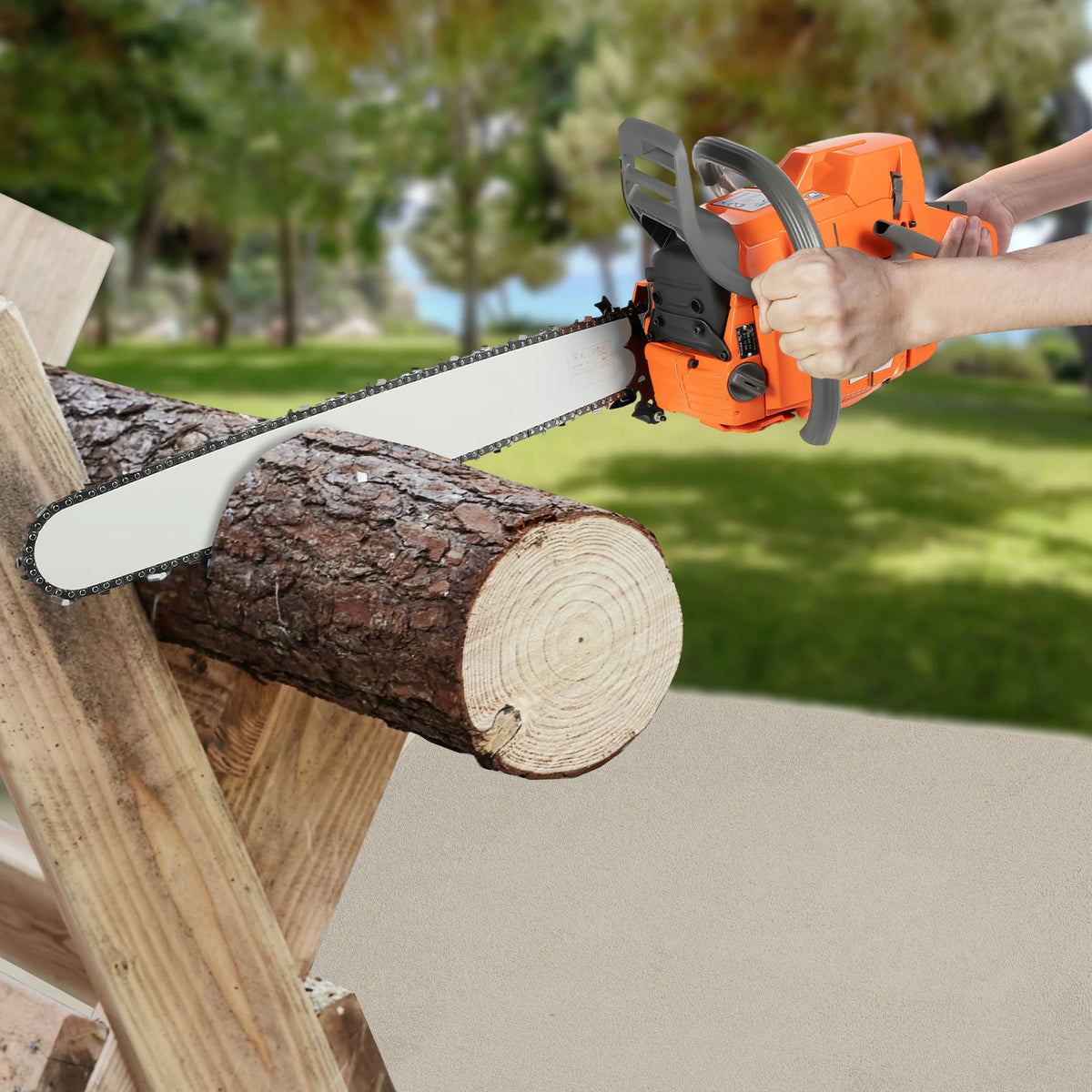 Gas Powered Two Stroke Chainsaw for Tree and Wood Cutting