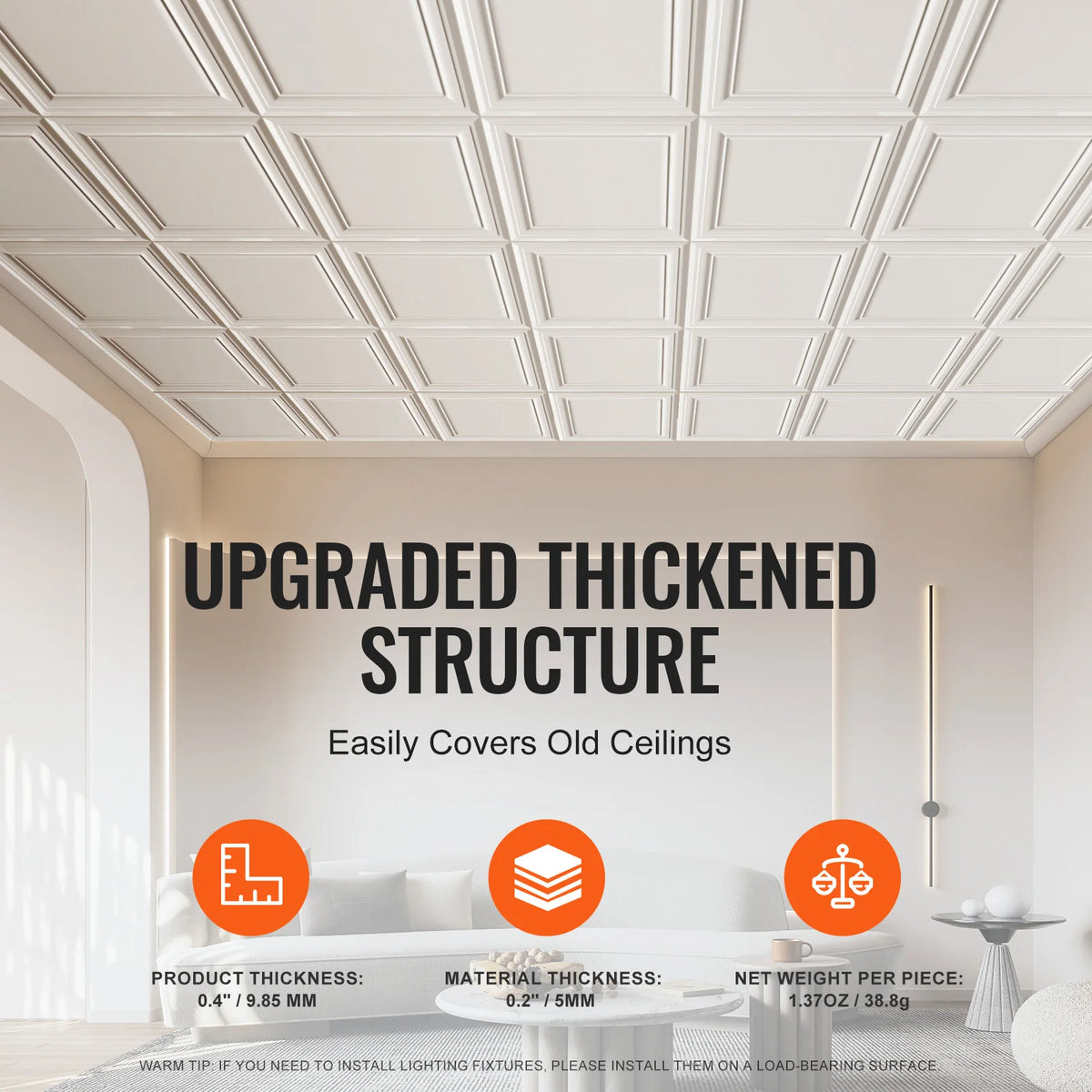 SucceBuy Premium Polystyrene Drop Ceiling Tiles for Home and Office Decorating