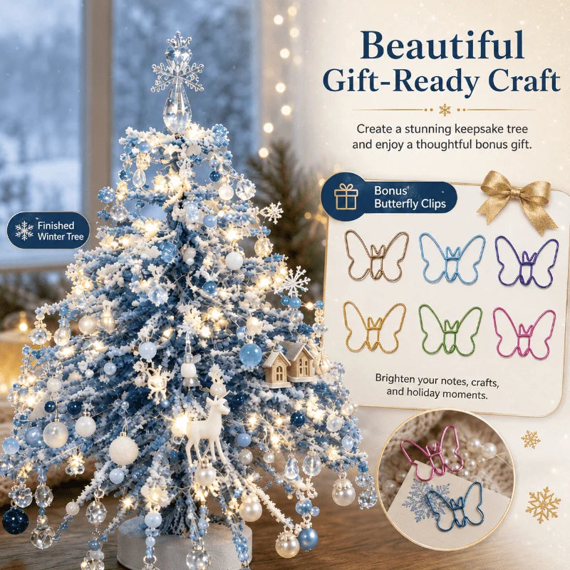 Mini Desktop Christmas Tree Kit With Snowflake Ornaments
