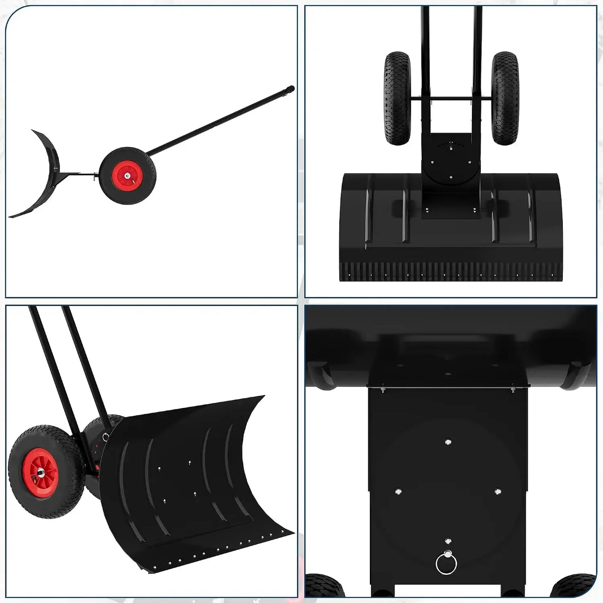 Tacleekii Heavy Duty Wheeled Snow Shovel With Adjustable Blade