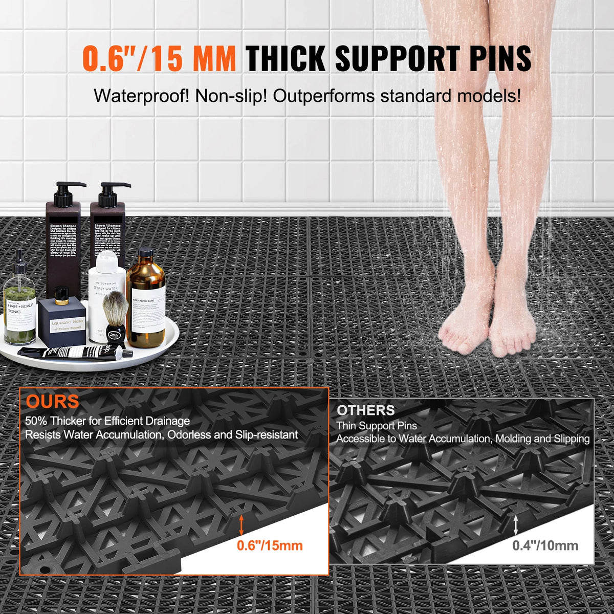 SucceBuy Interlocking Nonslip Drainage Floor Tiles for Bathrooms