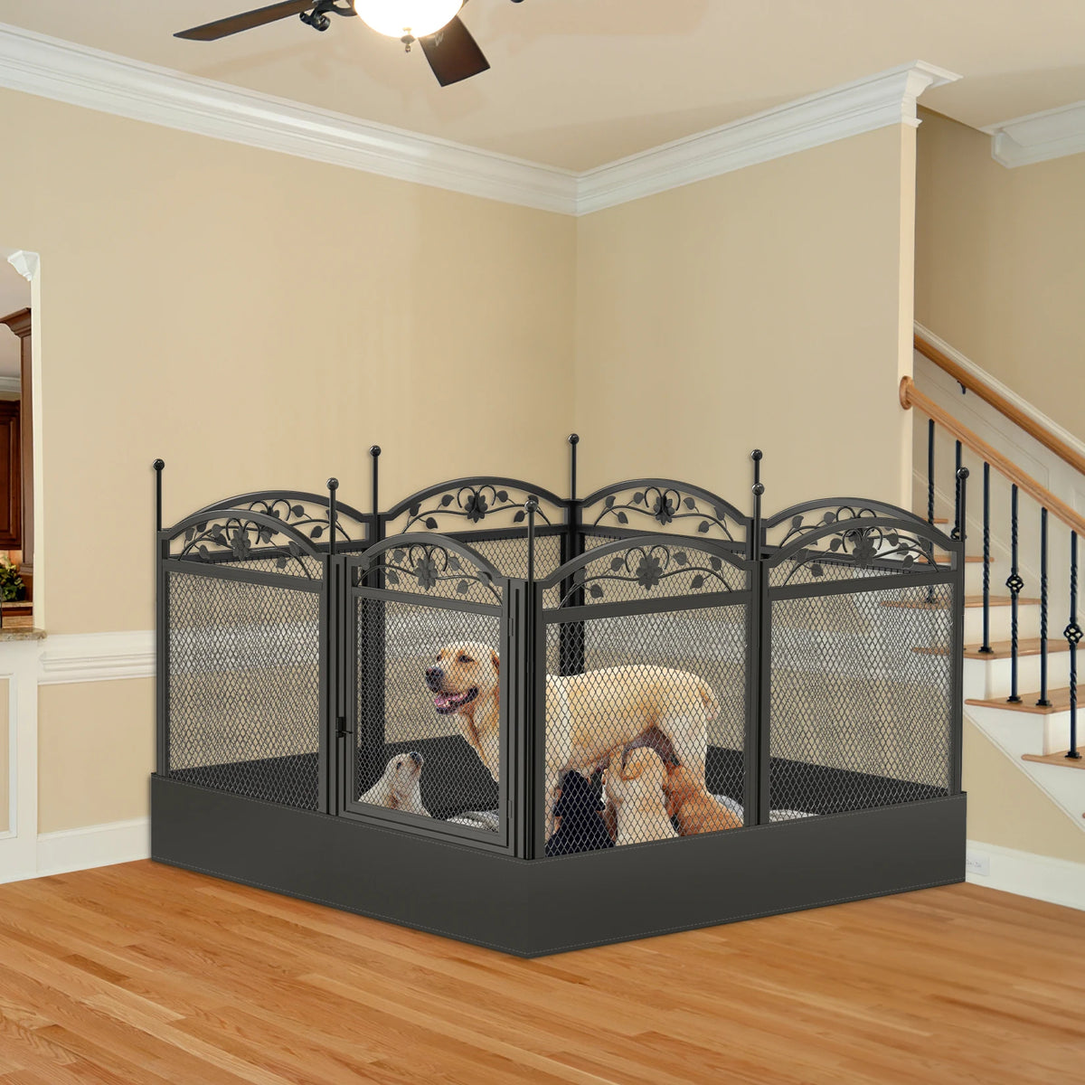 Bingopaw DIY Heavy Duty Dog Playpen Outdoor Indoor Fence With Waterproof Pad For Whelping And Training
