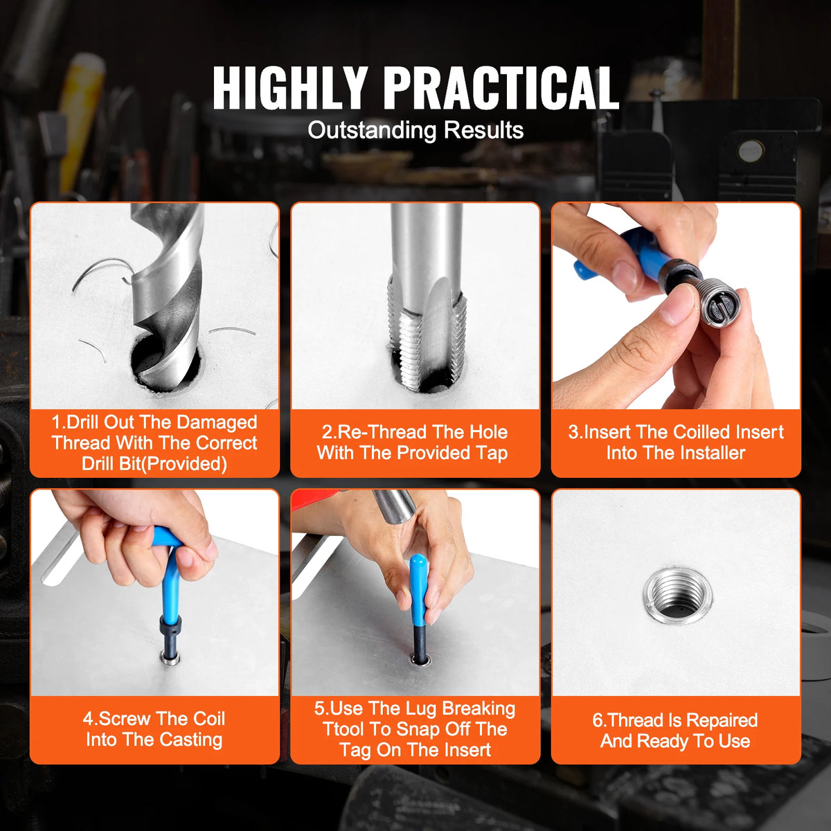 SucceBuy Helicoil Thread Repair Kit SAE Metric Rethreading Tool Set