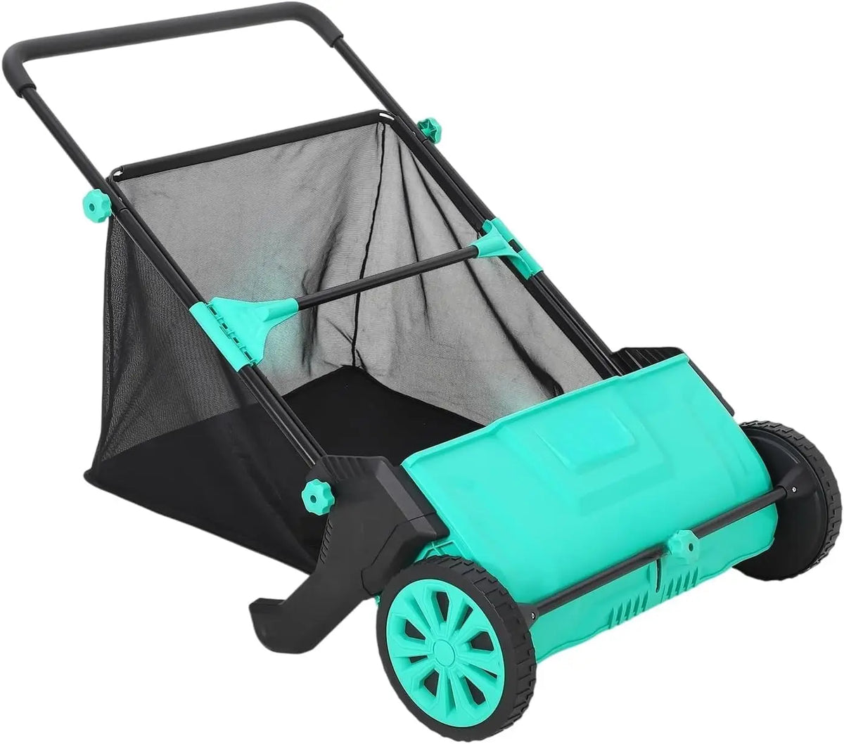 TACLEEKII Manual Lawn Sweeper With Four Brush Debris Collection System