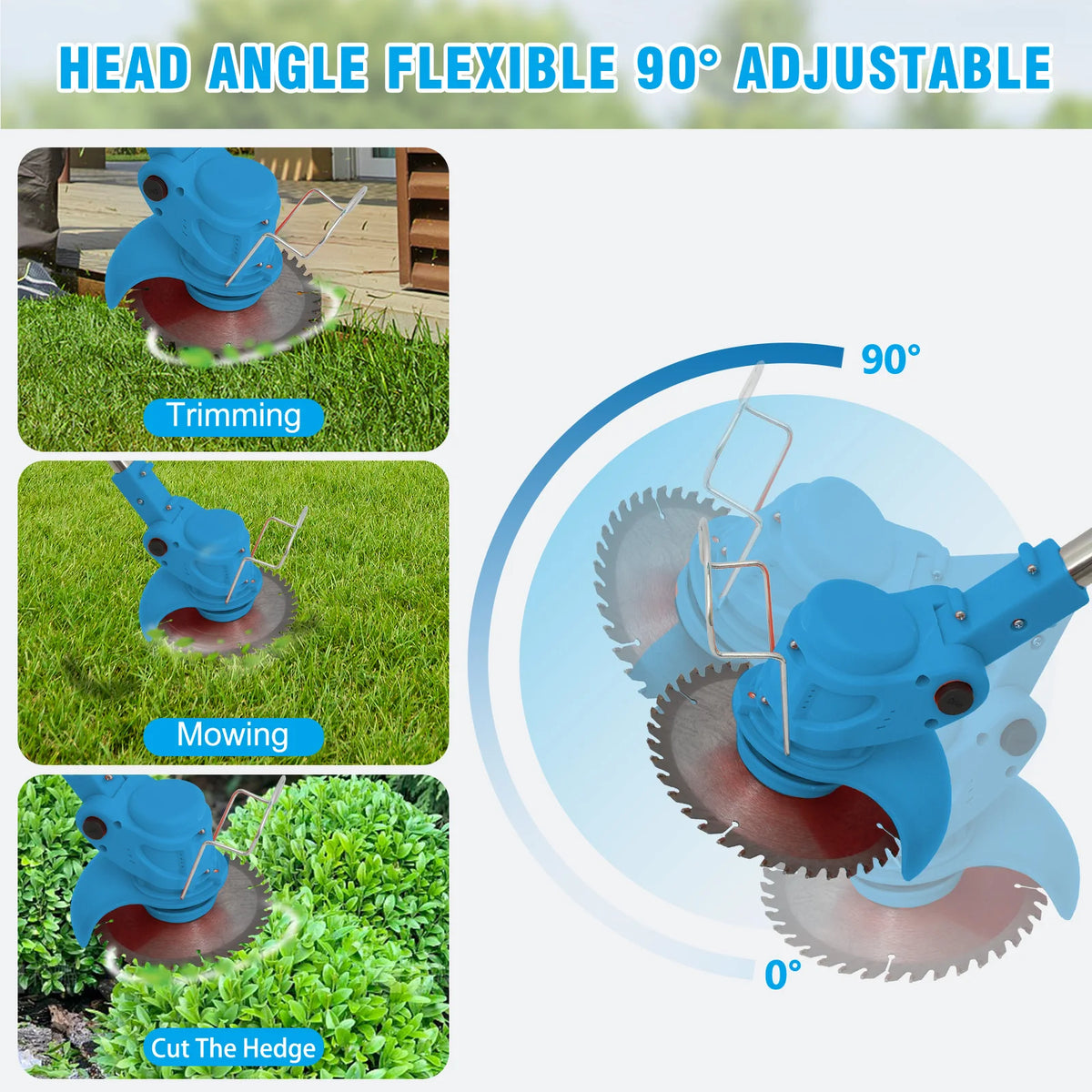 Cordless 3-in-1 Lawn Mower and Grass Trimmer Garden Tool