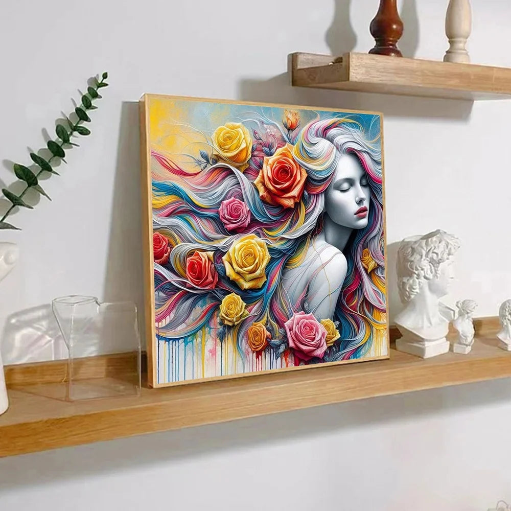 Flower Woman Paint By Numbers Canvas Art Kit For Adults