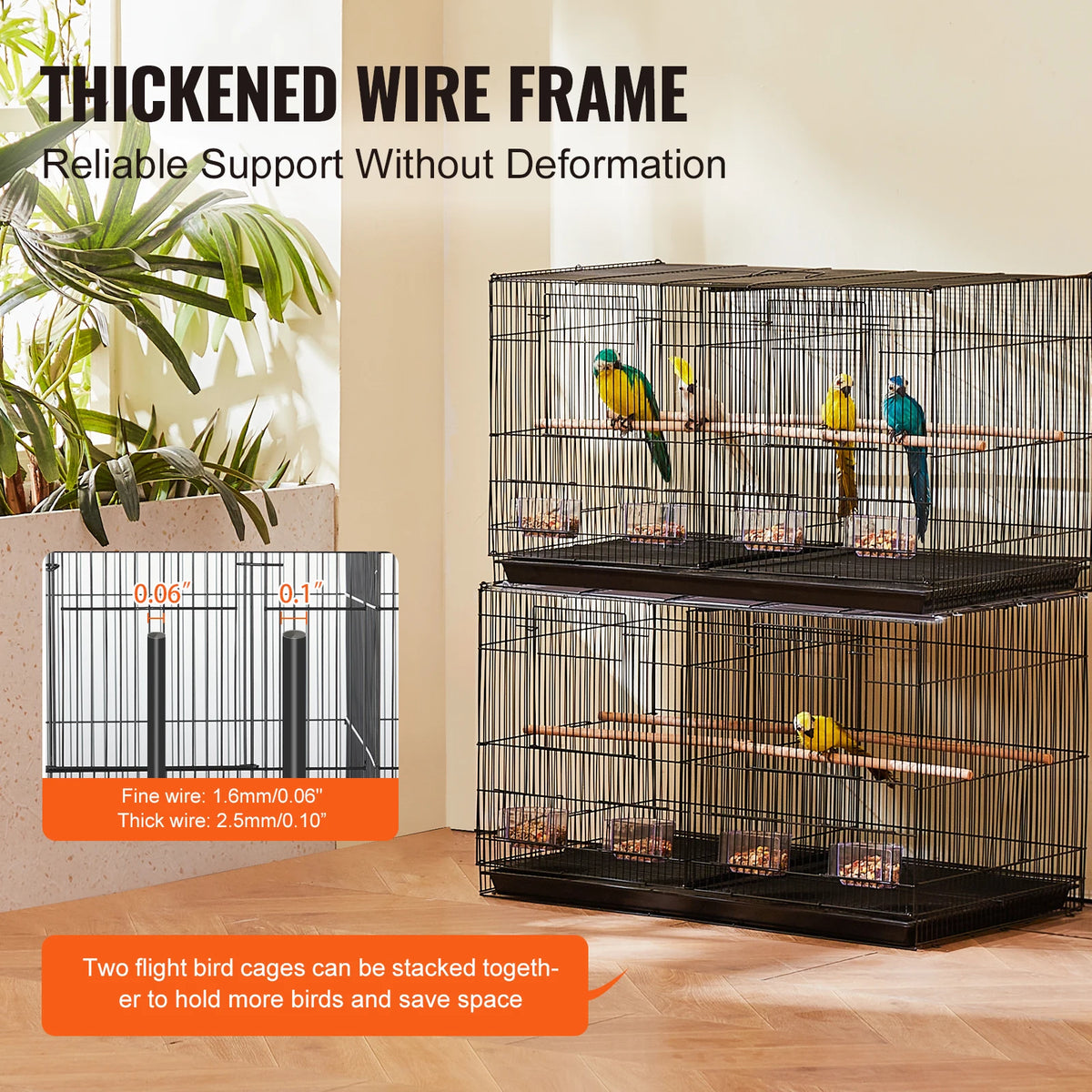 SucceBuy Stackable Divided Bird Cage With Travel Handle and Perches
