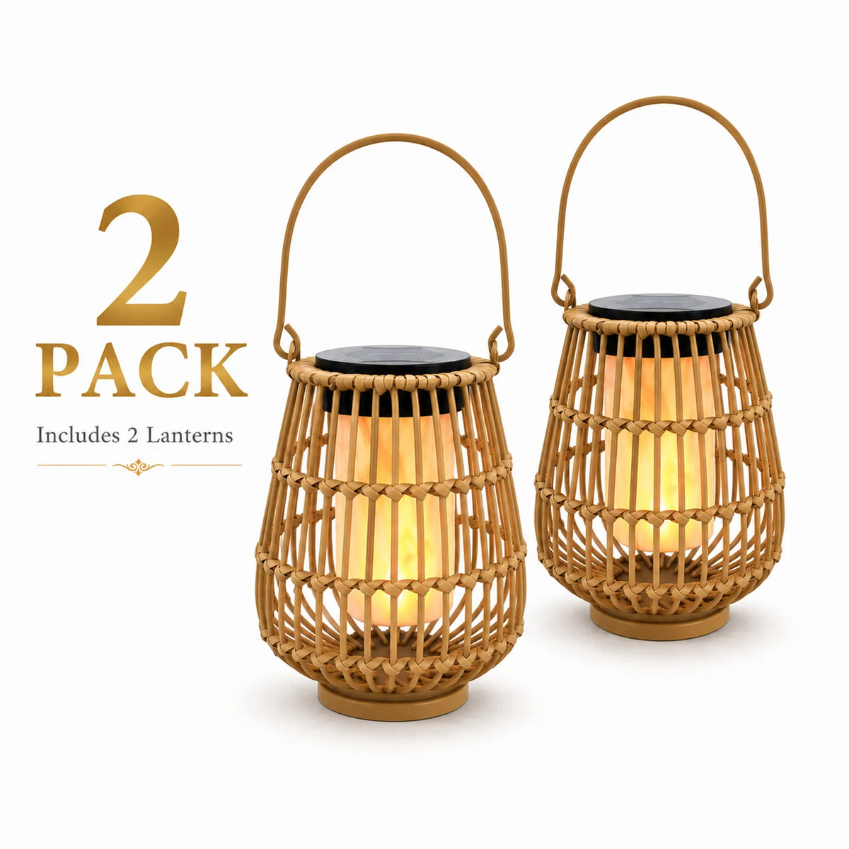 Handwoven Outdoor Solar Lanterns for Garden Patio and Porch Lights