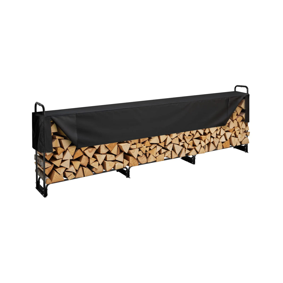 SucceBuy Outdoor Firewood Rack With Heavy 600D Oxford Waterproof Cover